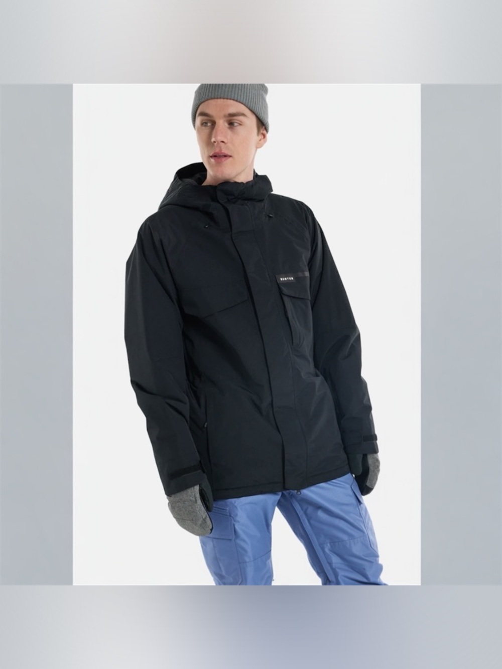 BURTON Men’s Covert Black Snowboard Jacket Living Lining Thermolite Hooded Sz L